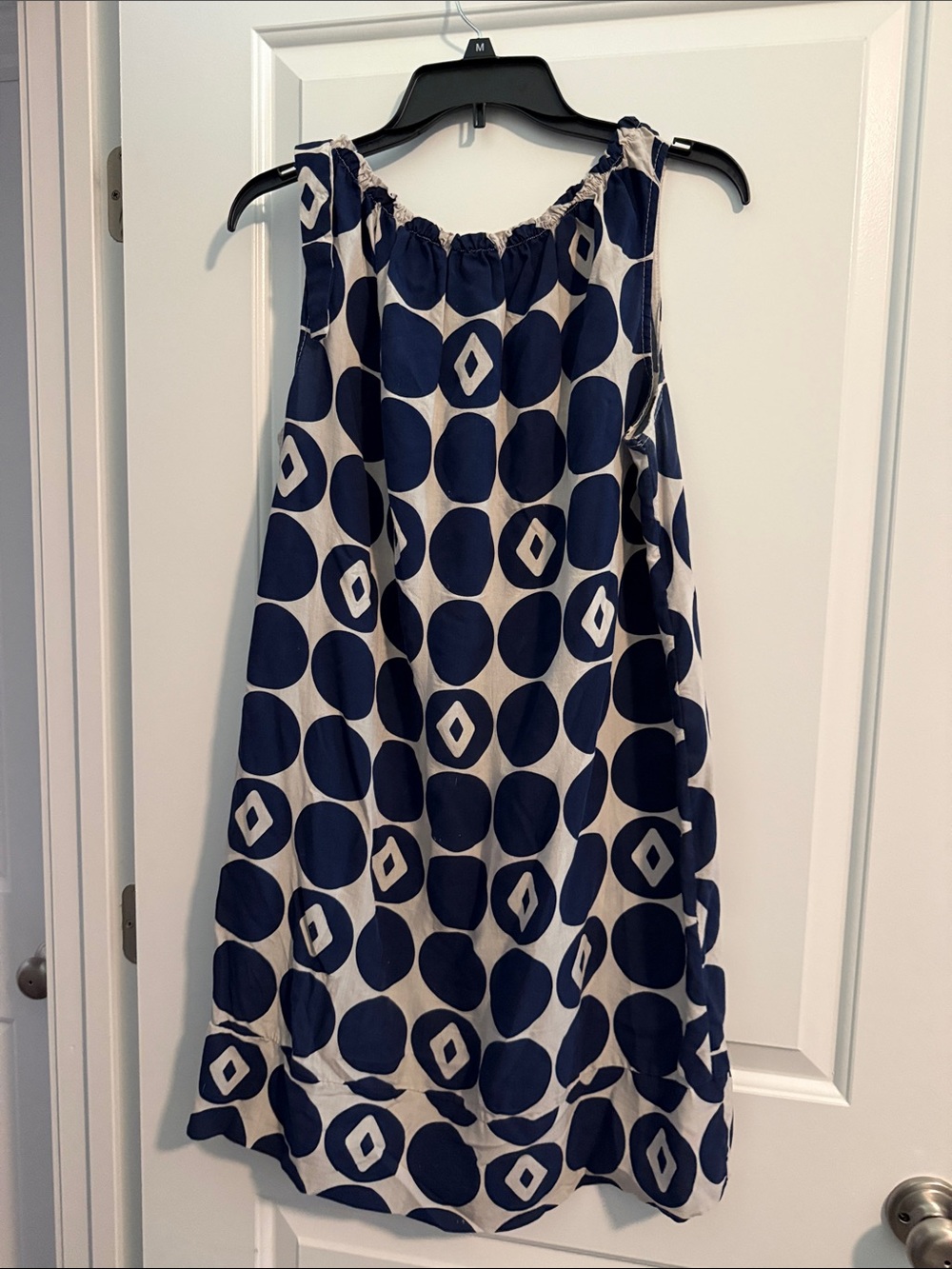 Sleeveless Navy and White Midi Dress
